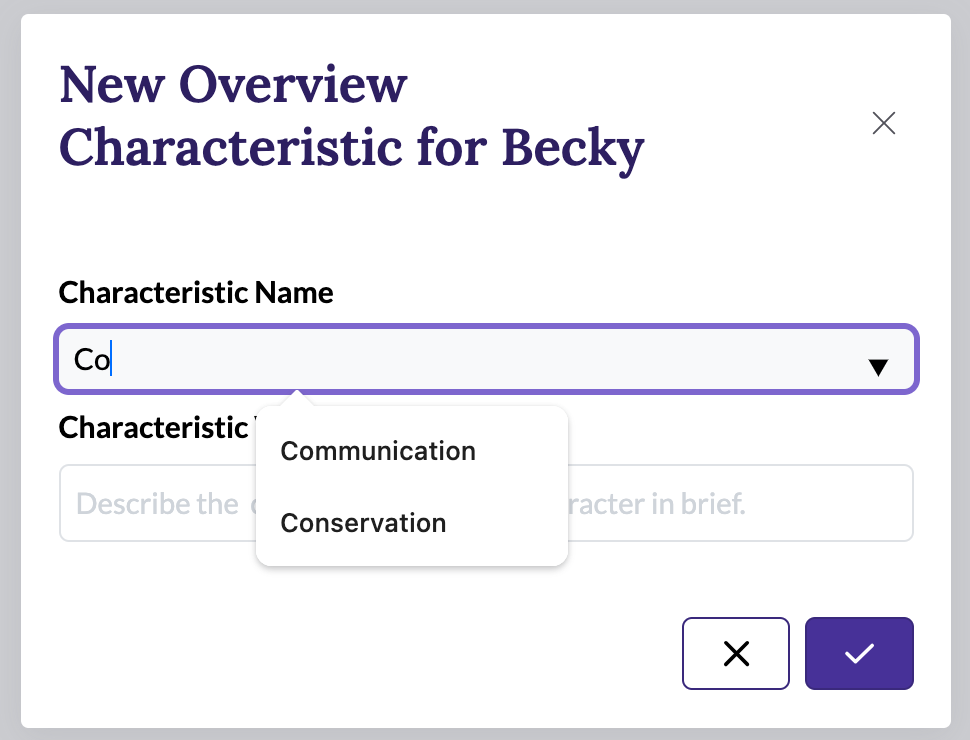 Pre-populated characteristics