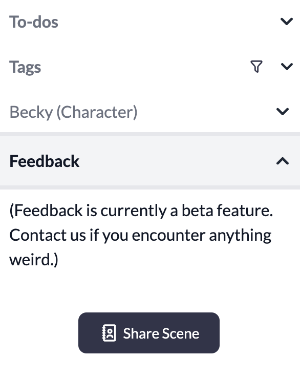 Feedback in sidebar