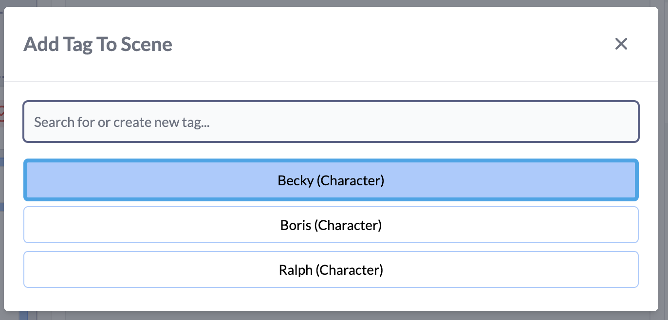 select existing tag name